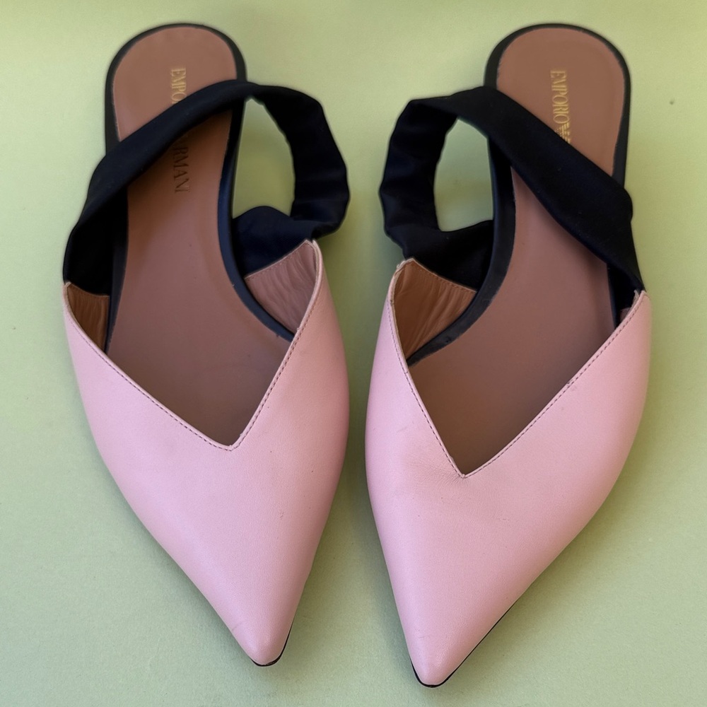 Emporio Armani Pink and Black Flats